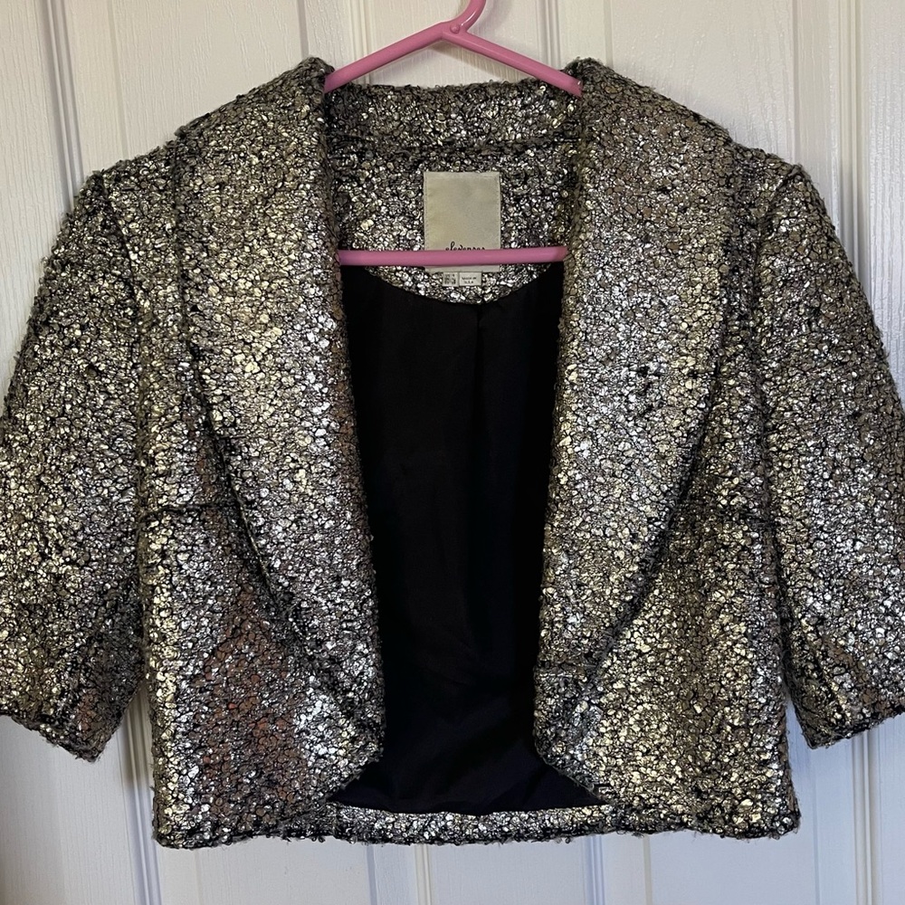 elevenses Silver Sequin Cropped Blazer